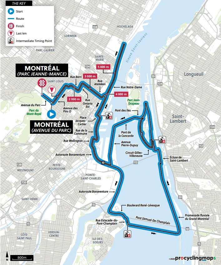 Circuito de contrarreloj del Mundial de ciclismo en Montreal 2026