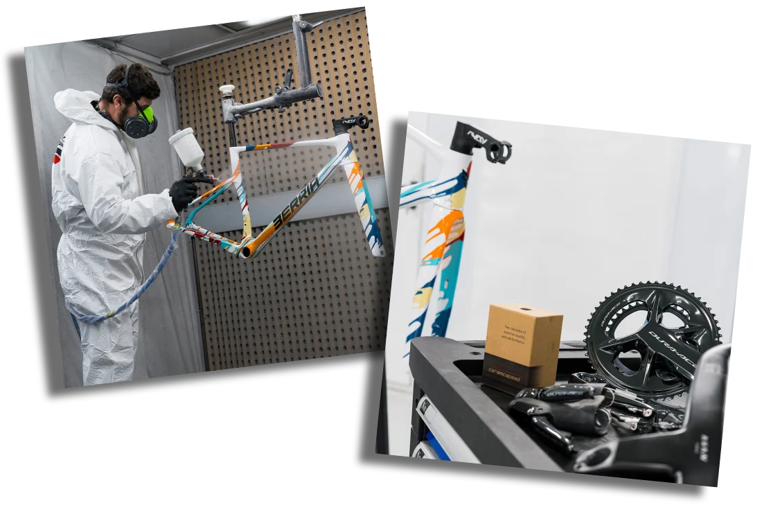 Proceso de pintado de las bicicletas Berria.