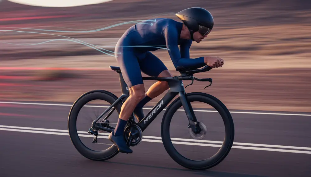 Posición aerodinámica sobre bicicleta