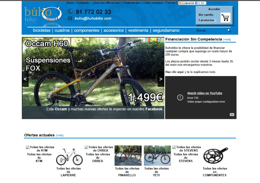 Inicio página web Buhobike año 2012